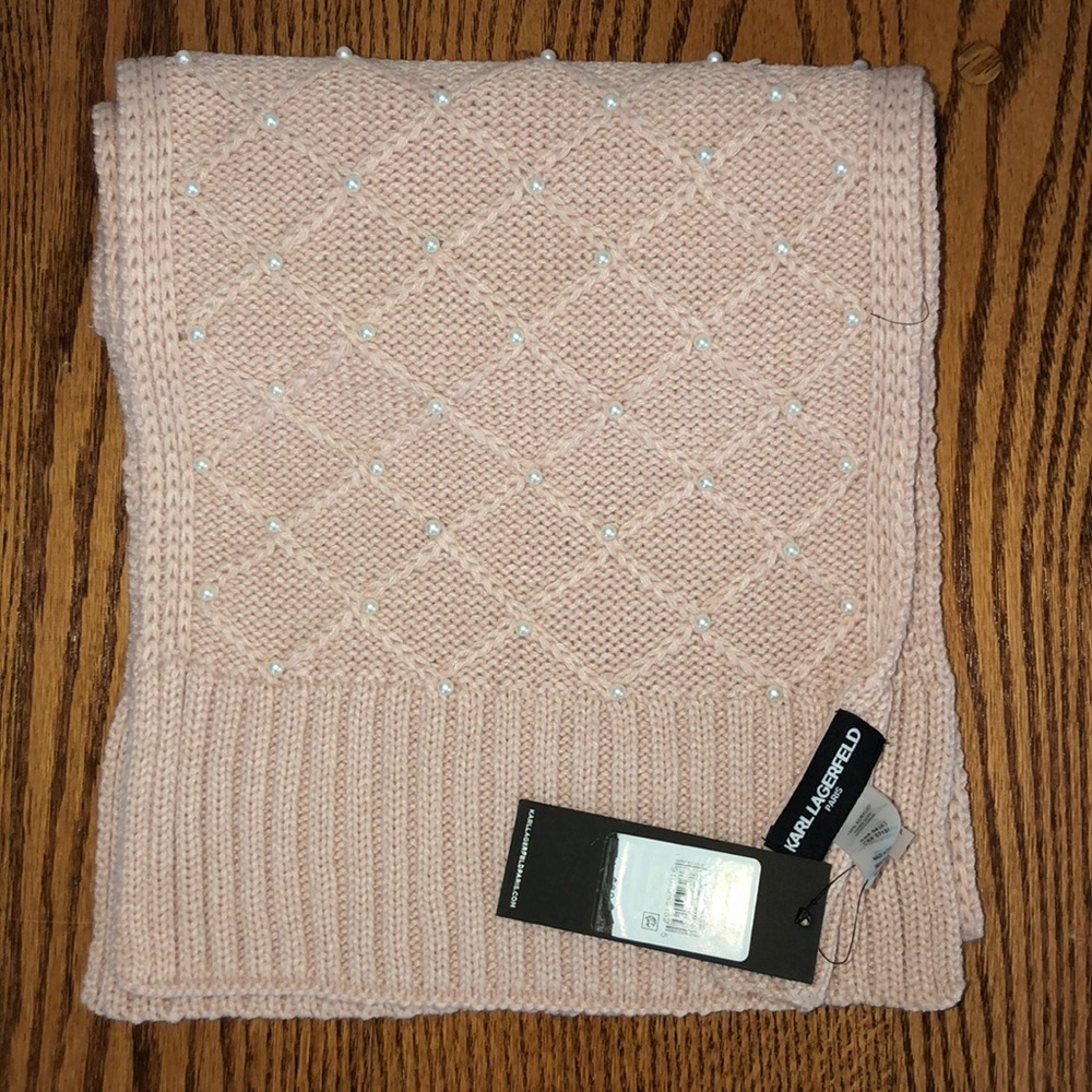 Karl Lagerfeld Pink and Pearl knit Scarf